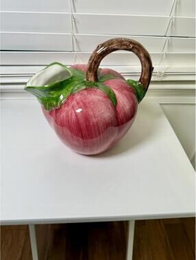 Vintage Bassano Italy Ceramic Apple Pitcher Hand Painted Dipinto a Mano